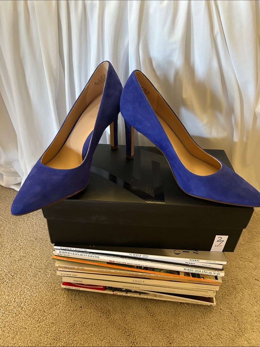 Natural 27 Edit Suede Pointed-Toe Pumps in Cobalt Royal Blue